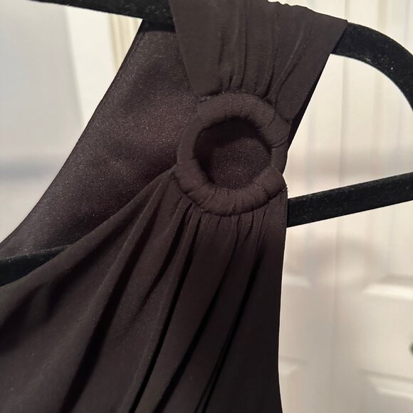 Maggie London One-Shoulder Midi Sheath Black Dress, size 16 - Picture 3 of 5